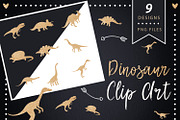 Gold Dinosaur Clip art, a Graphic by ConfettiBears (Thumbnail 1 of 5)