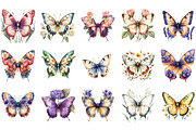 Watercolor Floral Butterflies Clipar, an Illustration by Designking (Thumbnail 3 of 5)
