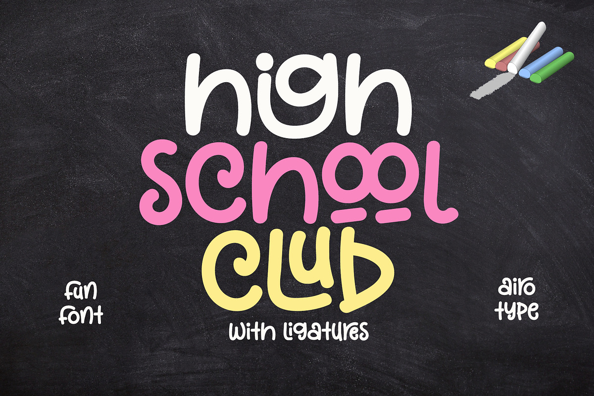 High School Club - Cute Font, a Handwritten Font by Airotype (Photo 1 of 12)