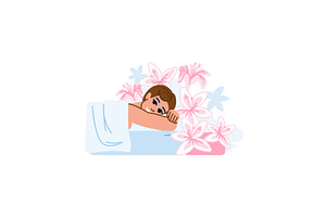 Woman relaxing on massage table, an Object Illustration by pikepicture