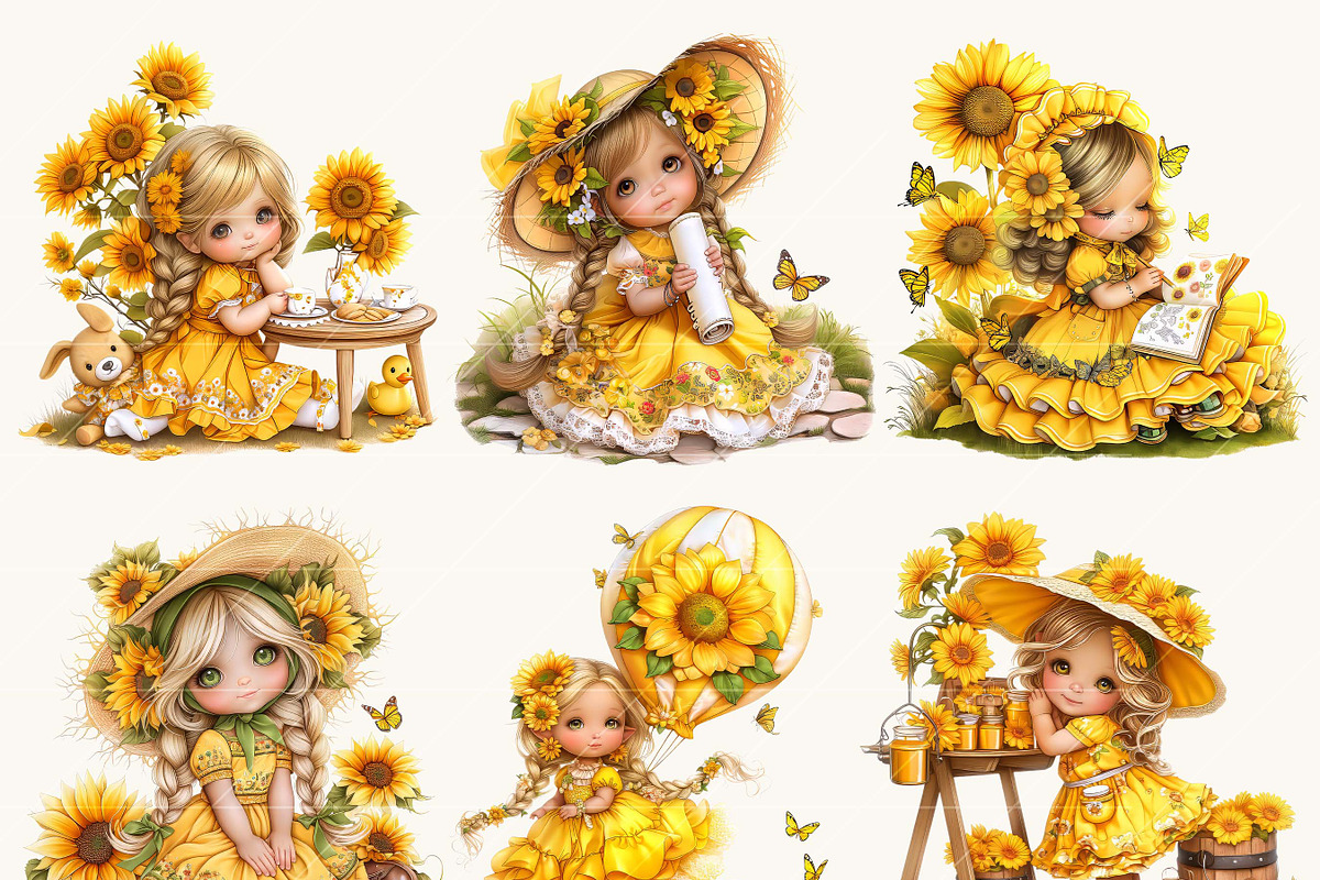 Cute Little Girl Gnome and Sunflower, a Person Illustration by Design Scotch (Photo 4 of 8)