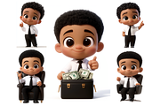 Little Boss Cute Boy Clipart SET, a Person Illustration by ninakosh (Thumbnail 7 of 10)
