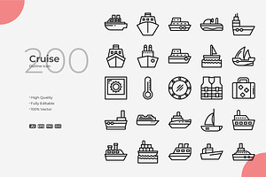 Cruise Outline Icons, an Outline Icon by Bloodline