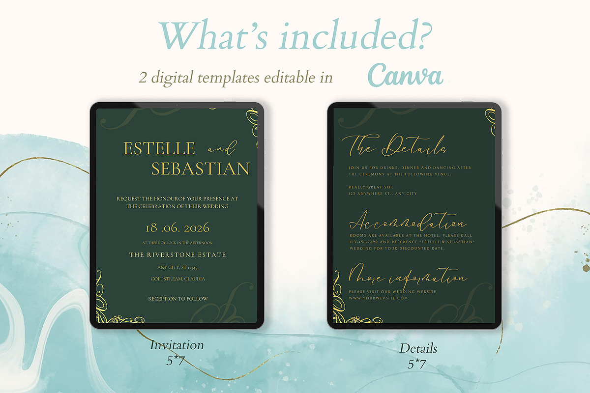 Canva *Elegant* Wedding Invitation, an Invitation Template by ElladesignCo (Photo 2 of 5)