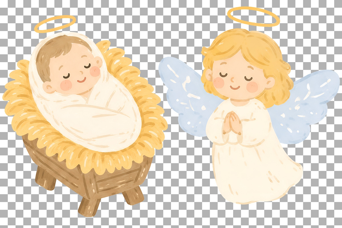 Nativity Christmas Clipart Jesus PNG, a Seasonal Illustration by SugarCloudStudioArt (Photo 5 of 5)