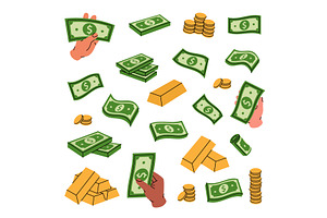 Money set. Flying cash, banknotes, an Object Illustration by GraphiShop