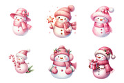 Pink Snowman Clipart, an Illustration by Design Market (Thumbnail 2 of 5)