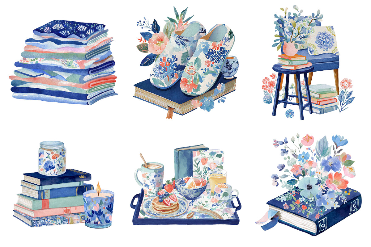 Cozy Reader Watercolor Clipart Set, a Seasonal Illustration by Daily.Designs (Photo 4 of 4)