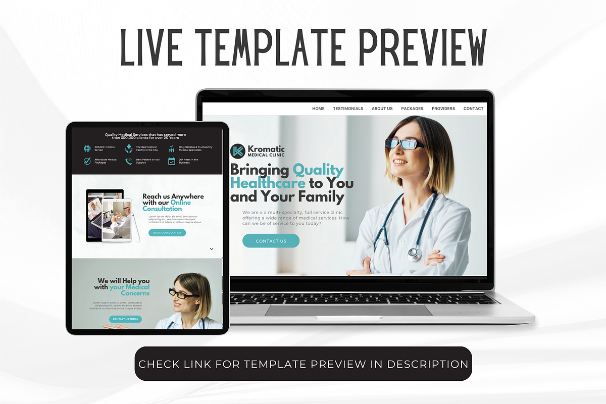 Medical Clinic Canva Website, a Landing Page Template by Kromatic Design Studio (Photo 3 of 8)