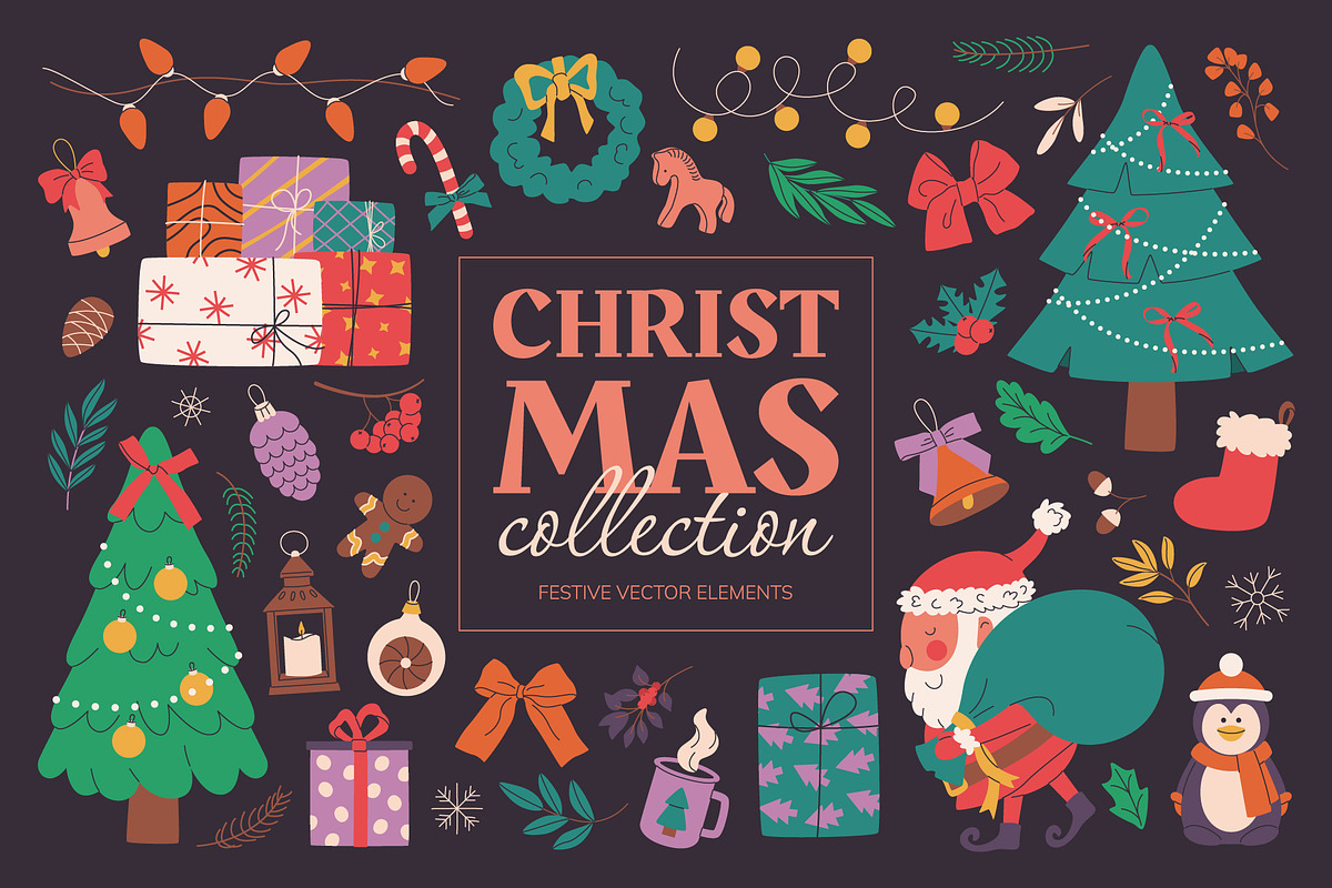 Christmas Collection | 90 elements, a Seasonal Illustration by IuliiaSavko (Photo 1 of 10)
