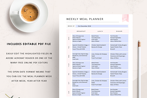 EDITABLE Weekly Meal Planner