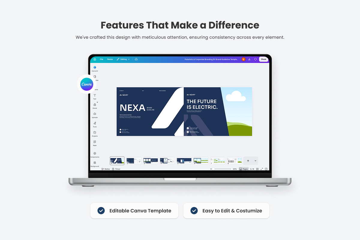 Nexa EV Futuristic Brand Guidelines, a Branding & Logo Template by trabaskriya (Photo 3 of 6)