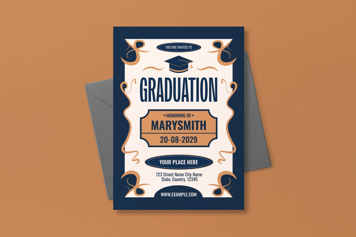 Blue Graduation Party Invitation, an Invitation Template by graphicook (Photo 3 of 3)
