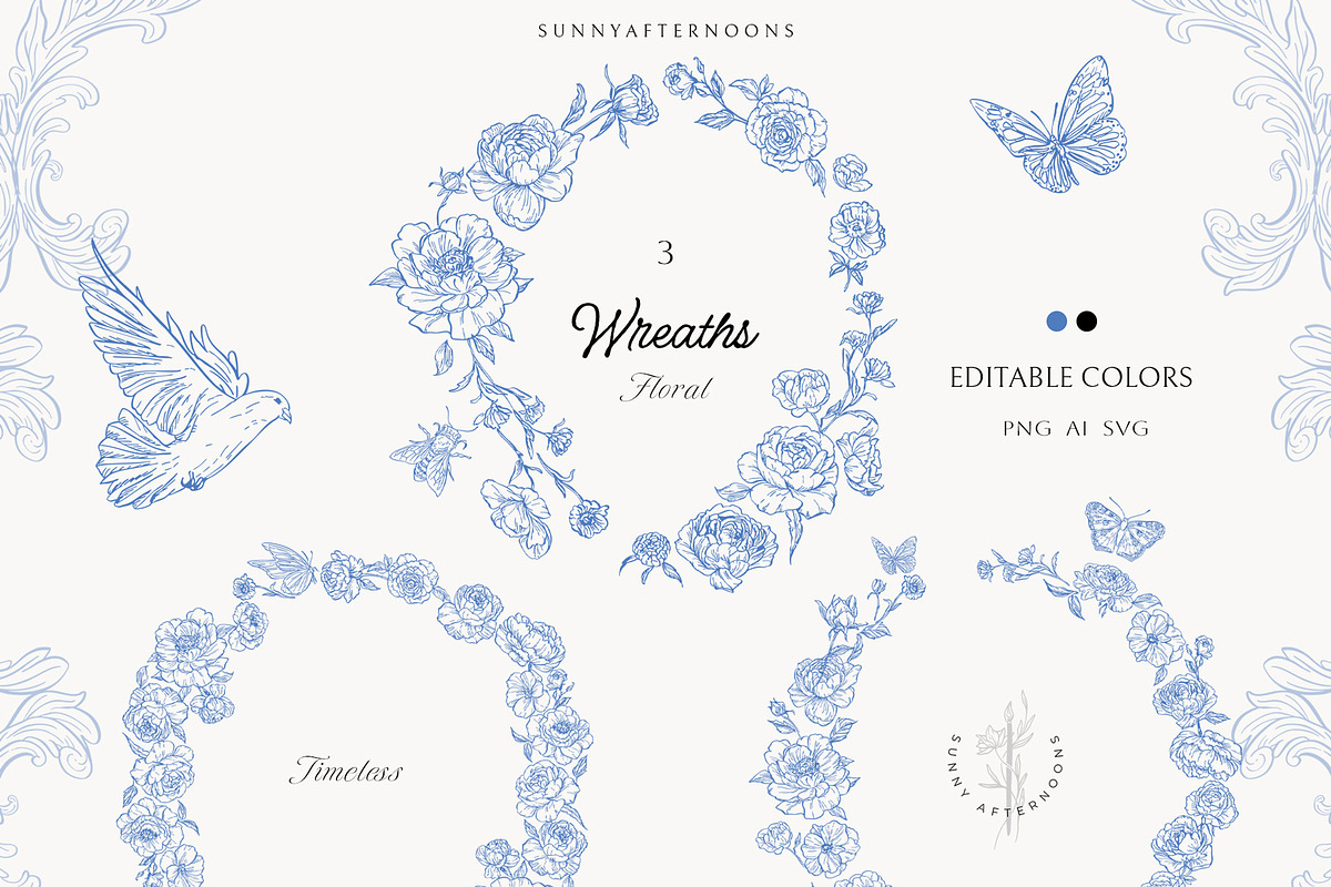 Azure Baroque LineArt, a Decorative Illustration by SunnyAfternoons (Photo 12 of 15)
