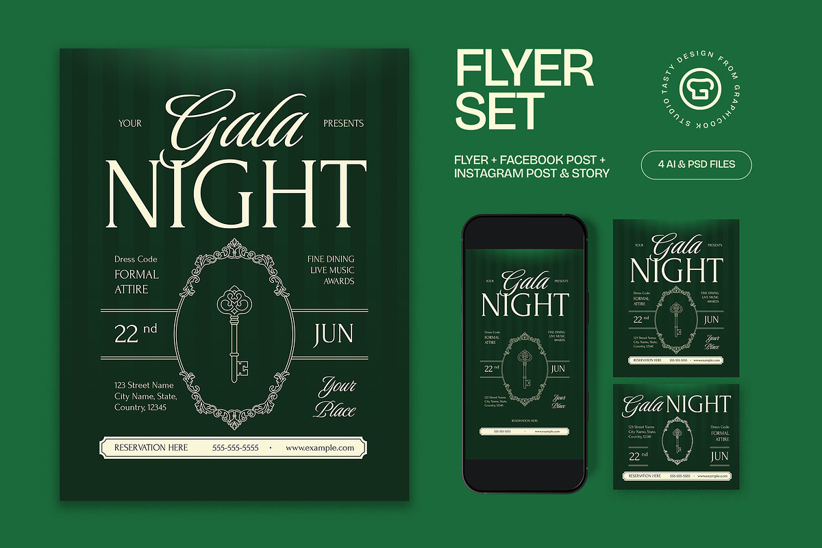 Gala Night Flyer, a Flyer Template by graphicook (Photo 1 of 3)