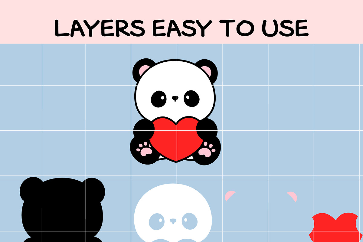 Cute Panda with Heart SVG, an Illustration by TheHitShop (Photo 1 of 10)