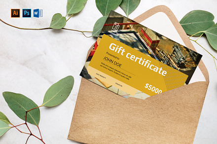 Construction Gift Certificate, a Card Template by TemplatesNow!