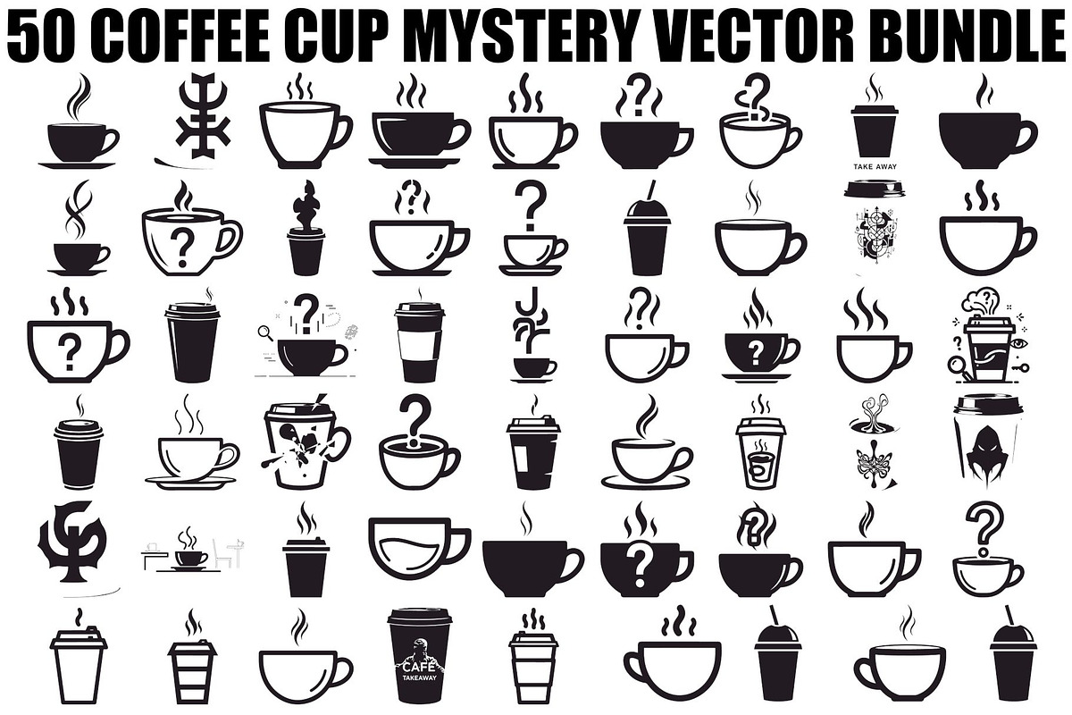 Coffee Cup Mystery Vector Bundle, an Illustration by Designs_River (Photo 1 of 51)
