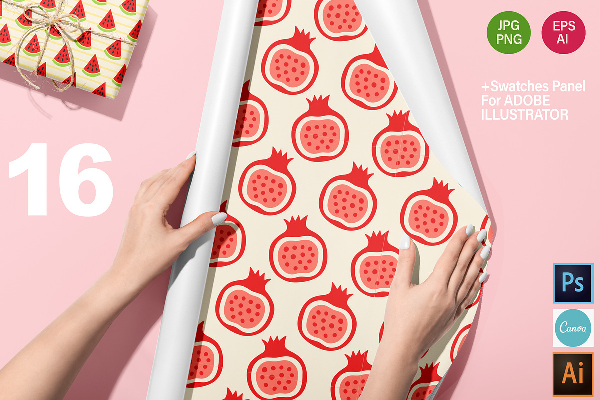 Fruits Clipart and Patterns +SVG, a Graphic by Katrinelly (Photo 5 of 9)