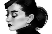 Portraits of Audrey Hepburn, a Person Illustration by Ira Cvetnaya (Thumbnail 3 of 5)