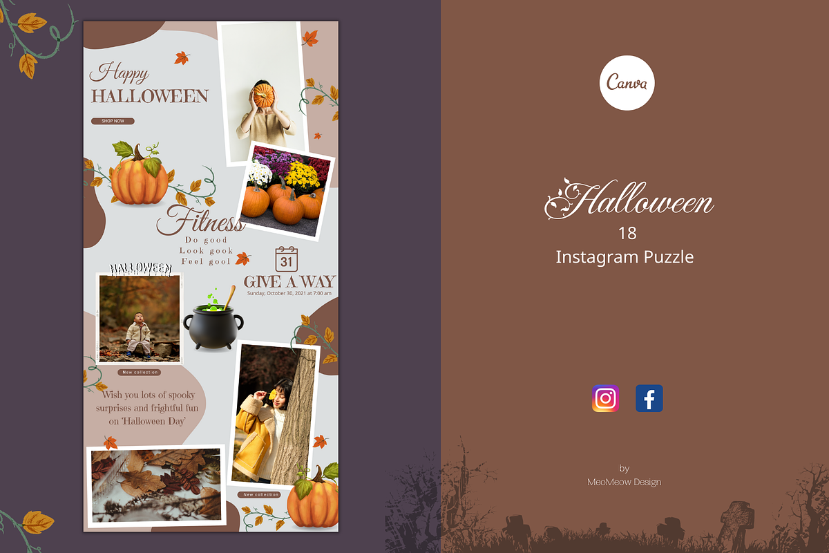 Fall-Halloween Puzzle Intagram, a Social Media Template by Meoww_Design (Photo 1 of 5)