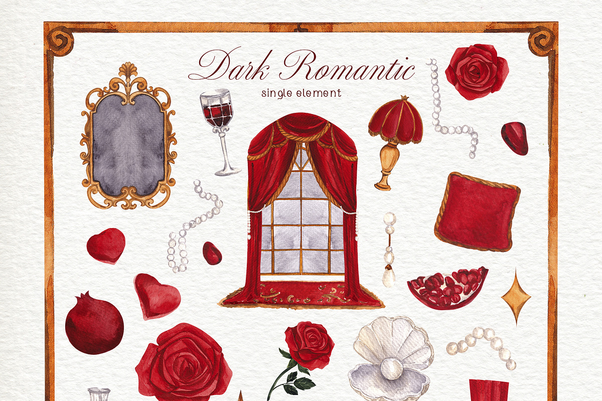 Dark Romantic. Watercolor art, an Object Graphic by ma_i_vi (Photo 5 of 12)