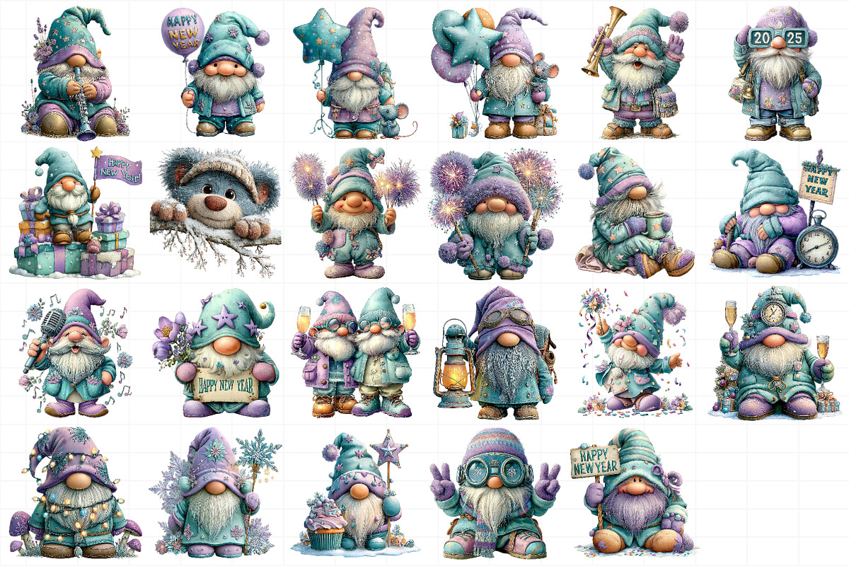 Watercolor New Year Gnome Clipart, an Illustration by Daily.Designs (Photo 5 of 5)