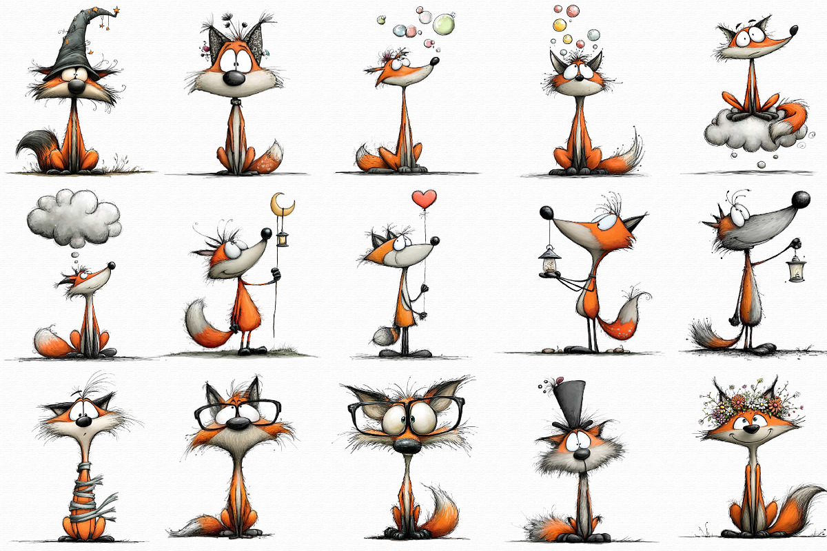 Whimsical Quirky Fox Clipart, an Illustration by Libby Wishes (Photo 4 of 6)
