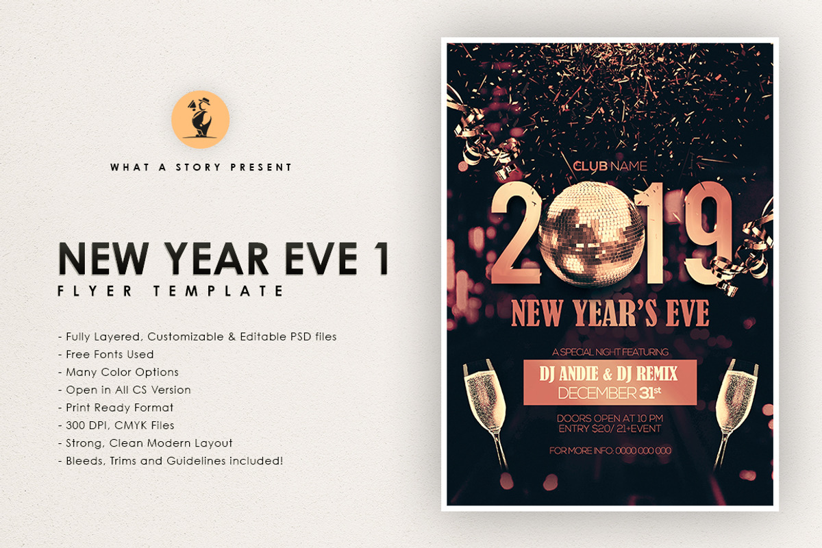 2019 New Year Eve, a Flyer Template by What a Story (Photo 1 of 5)
