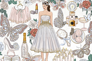 Butterfly Fashion Girl Clip Art, an Illustration by TWG Designs