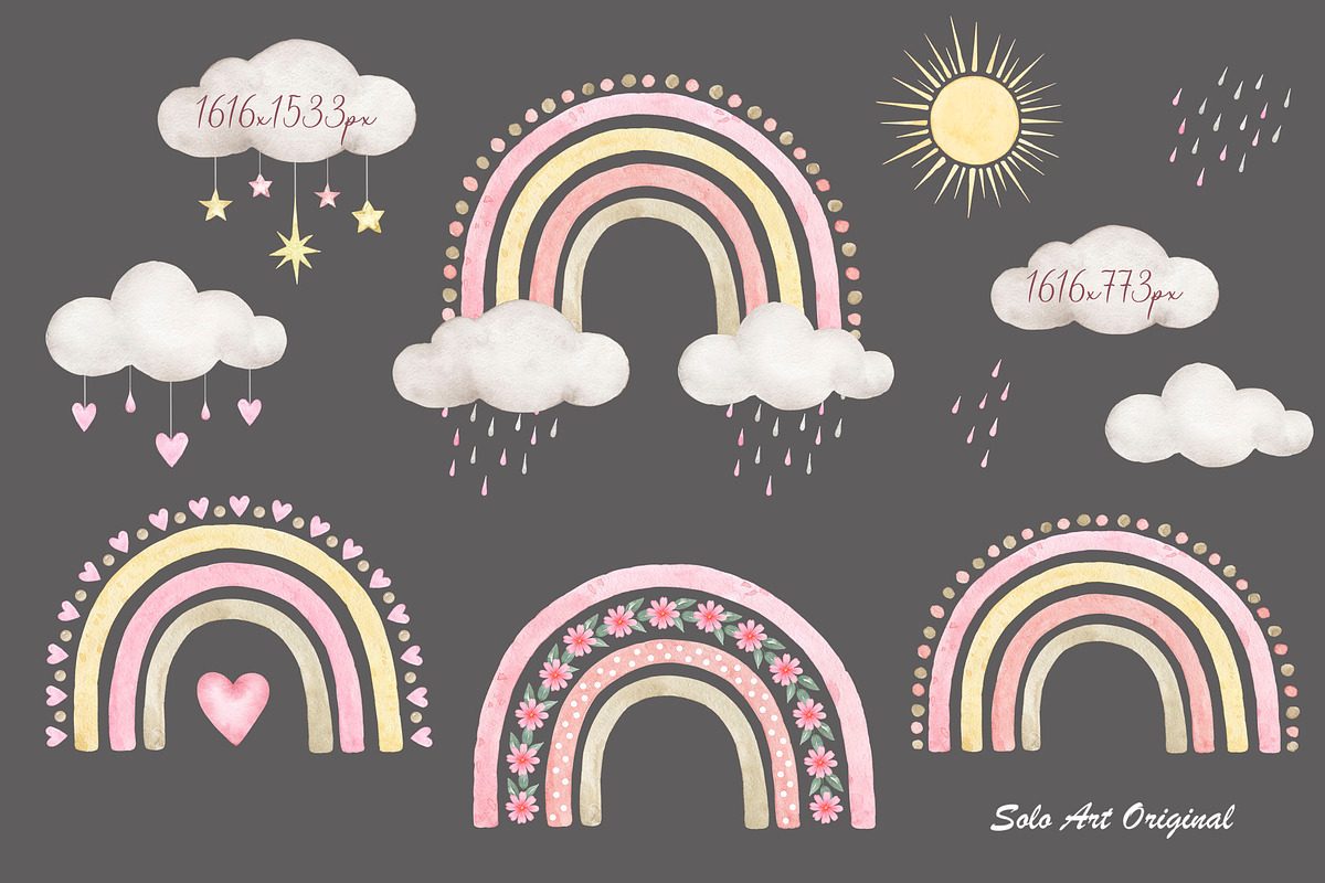 Teddy bear Baby girl Bunny Rainbow, an Animal Illustration by Solo Art Original (Photo 5 of 8)
