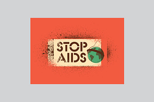 Stop Aids Typographic Stencil Poster