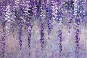 Cascading wisteria blossoms in shade, a Photo by Iftikhar Alam