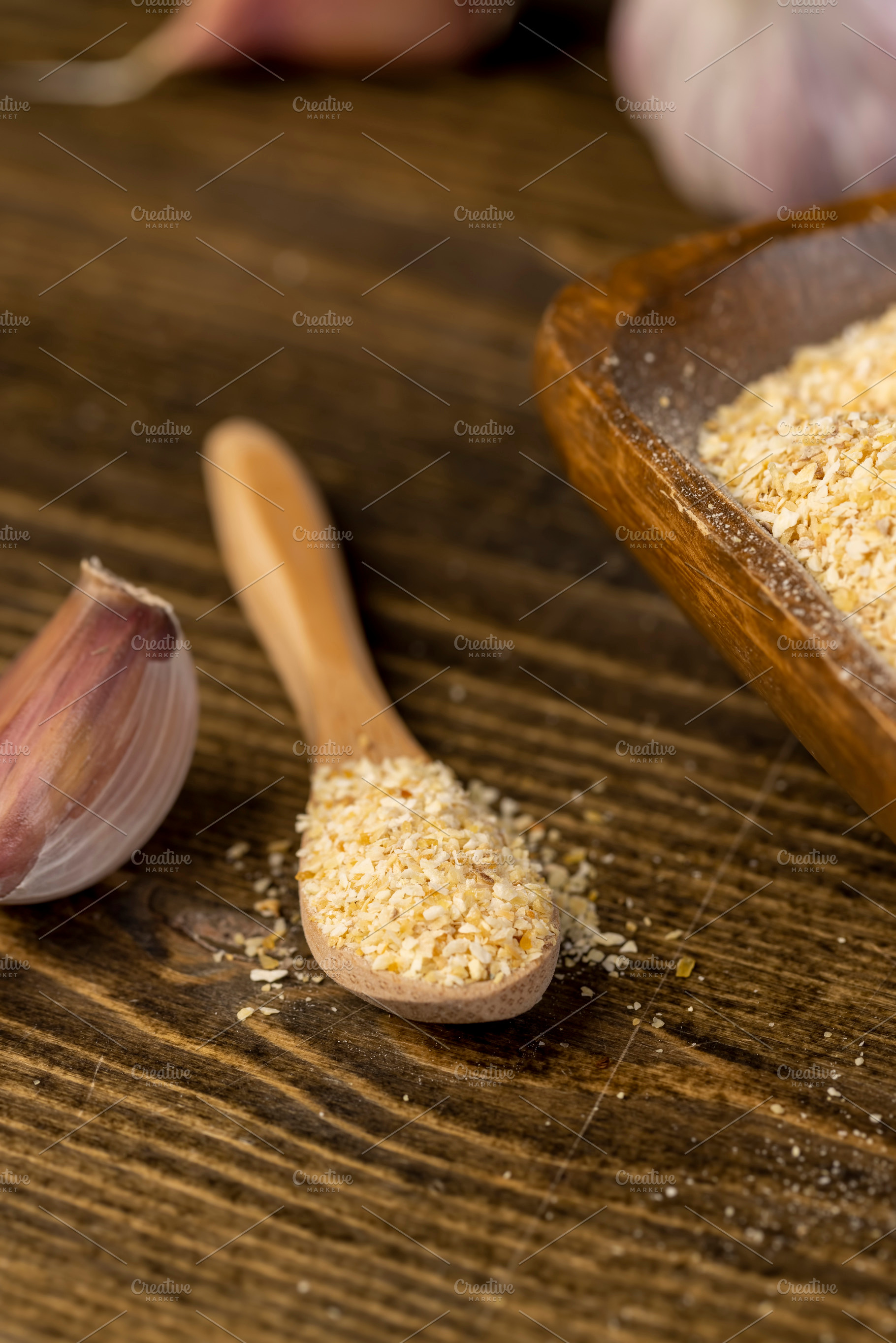 dried garlic fruits for cooking, dried spices from very small pieces of garlic, a Photo by rsoollAI