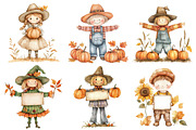 Watercolor Scarecrow Clipart Set, an Illustration by CitraGraphics (Thumbnail 5 of 5)