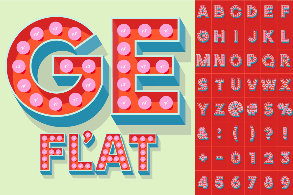 Illustration of flat lamp alphabet 1 preview 6