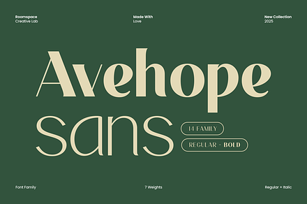Avehope – A Modern Geometric Sans, a Sans Serif Font by roomspace creative lab