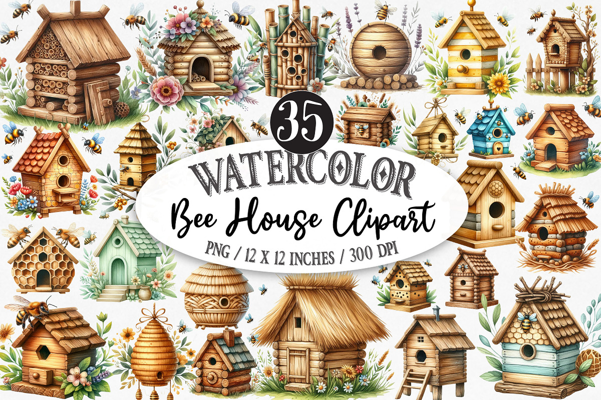 Bee House Clipart, an Illustration by Designking (Photo 1 of 5)