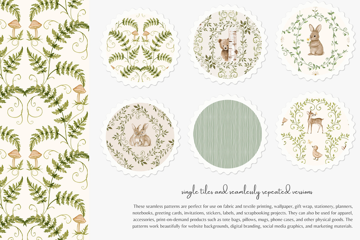 woodland charm seamless pattern set, a Pattern Graphic by Patishop Art (Photo 3 of 10)