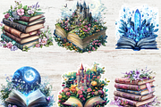 Watercolor Fantasy Books Clipart, an Education Illustration by LA Design (Thumbnail 2 of 10)
