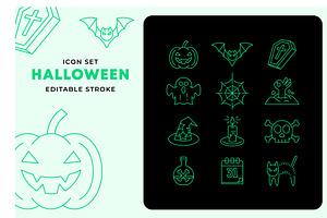 Halloween Icon Pattern Set, an Outline Icon by Pure Design