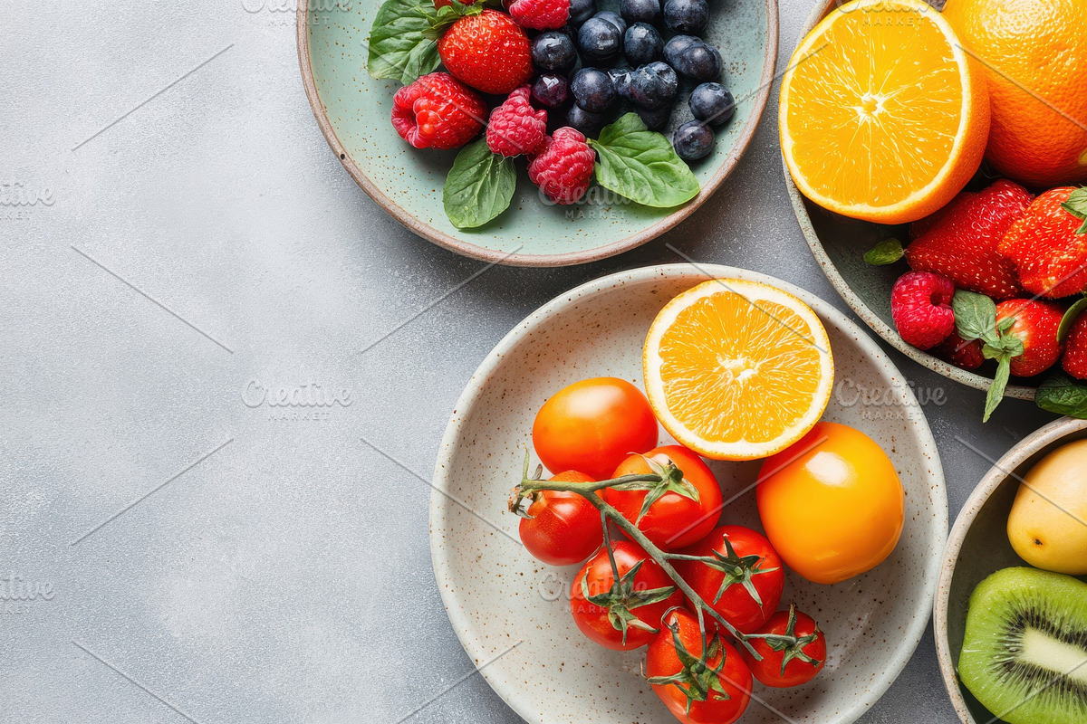 Fresh fruits and vegetables flat lay, a Food & Drink Photo by AlyaAnd (Photo 2 of 2)