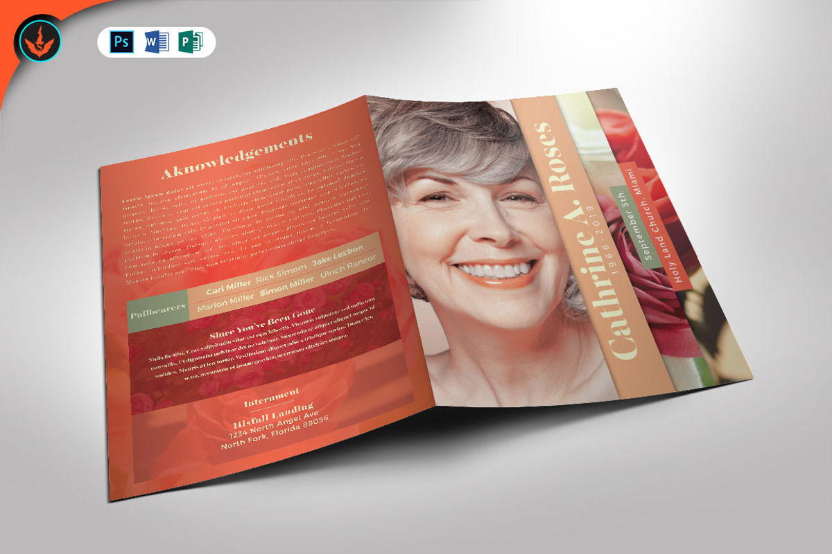 Funeral Program 18 Red Rose Theme, a Brochure Template by SeraphimChris (Photo 1 of 3)