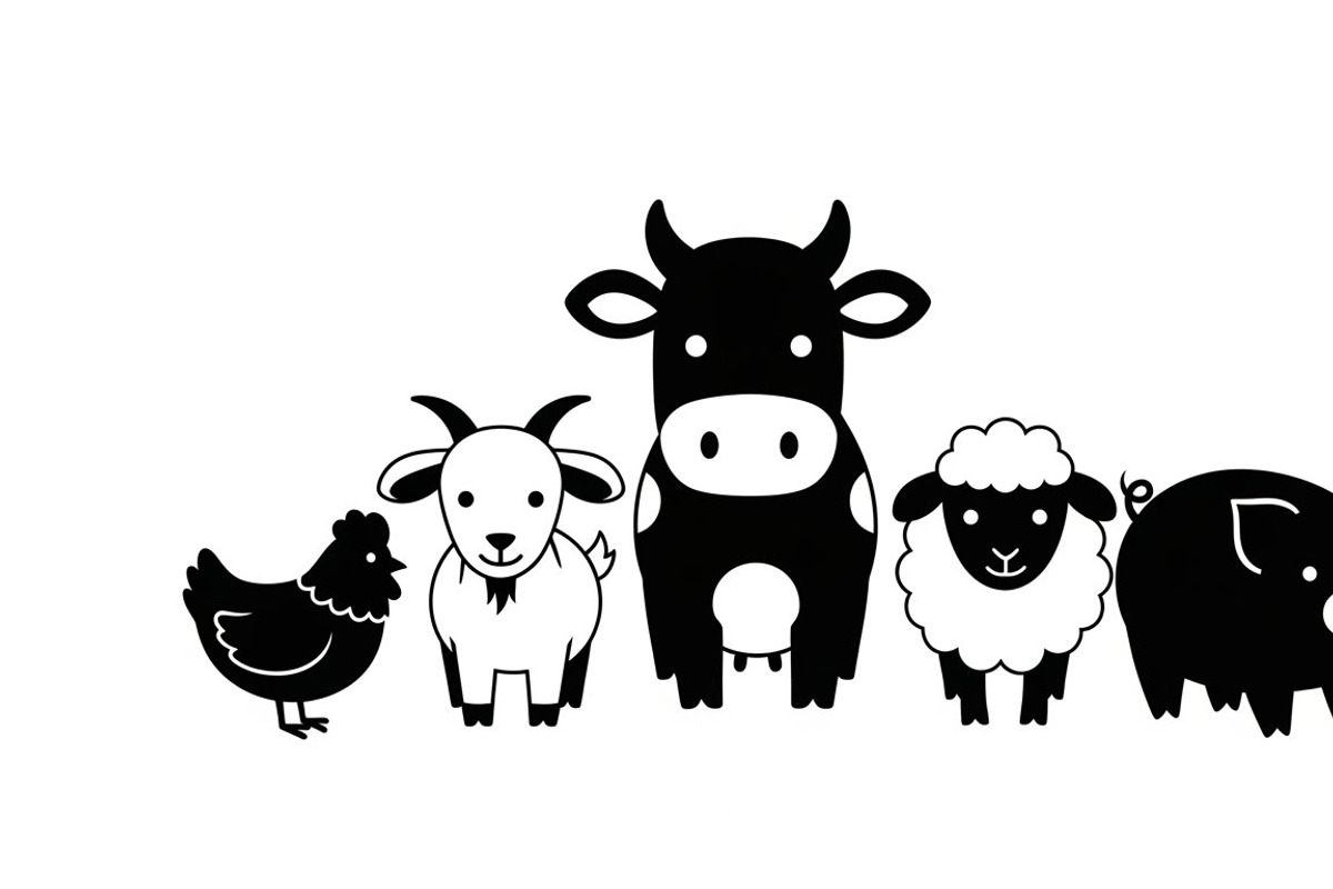 Cute Farm Animal Silhouette Bundle, an Illustration by hafijul (Photo 41 of 51)