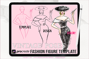 Vintage Pose Fashion Figure Stamps