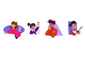 Playful cartoon characters peeking, a Person Illustration by art PVP - market