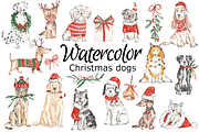 Christmas dogs watercolor clipart, a Background Graphic by GoodFairyClipArt (Thumbnail 1 of 3)