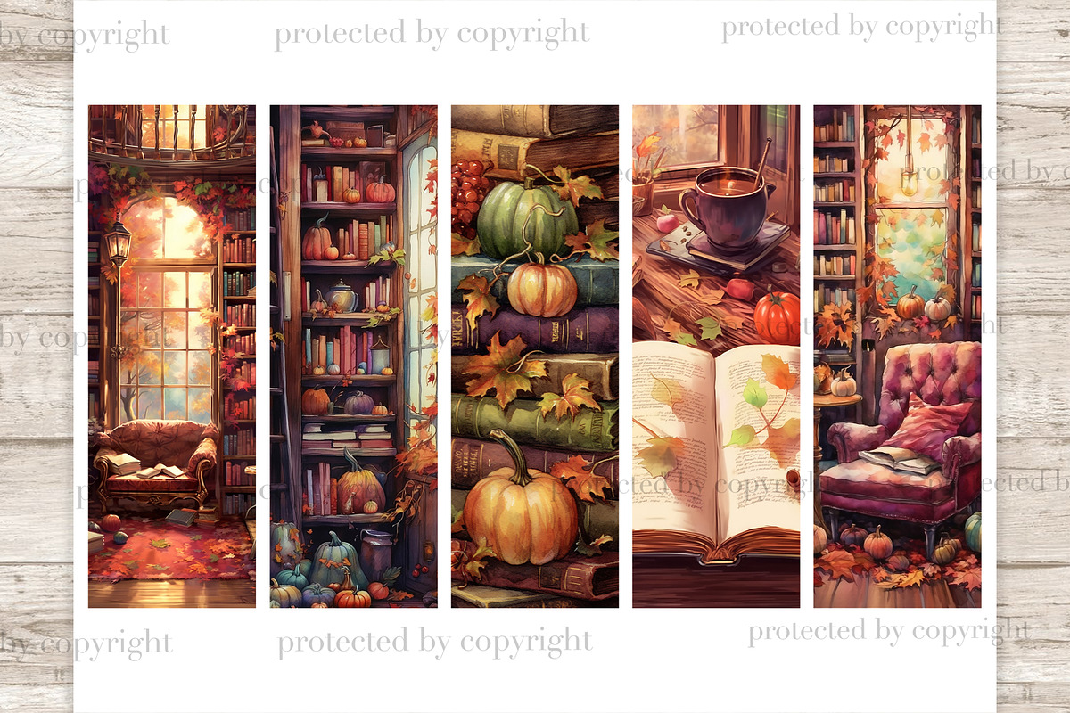 Reading Nook Bookmarks Printable, a Seasonal Illustration by GlamArtZhanna (Photo 3 of 3)
