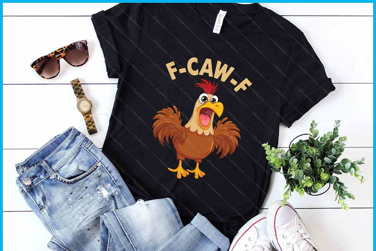 F Caw F Funny Chicken Rooster SVG, a Graphic by Creativeusart (Photo 1 of 4)