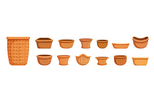 Various wicker bowls. Flowerpots, an Illustration by Valerie Bodnar